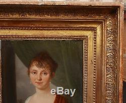 Tableau Ancien Huile Portrait Femme Empire 1800 HENRI NICOLAS VAN GORP Boilly