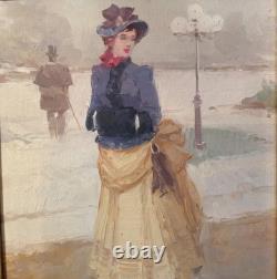 Tableau Ancien Huile Portrait Femme Impressionniste XXème