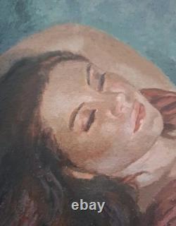 Tableau Ancien Huile Portrait Femme Impressionniste XXème