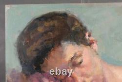 Tableau Ancien Huile Portrait Femme Impressionniste XXème