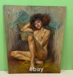 Tableau Ancien Huile Portrait Femme Nu féminin Impressionniste XXème