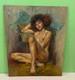Tableau Ancien Huile Portrait Femme Nu f&eacute;minin Impressionniste XX&egrave;me