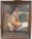 Tableau Ancien Huile Portrait Femme Nu f&eacute;minin Impressionniste XX&egrave;me