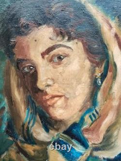 Tableau Ancien Huile Portrait Femme Nu féminin Impressionniste XXème