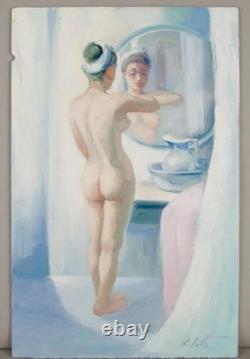 Tableau Ancien Huile Portrait Femme Nu féminin Impressionniste XXème