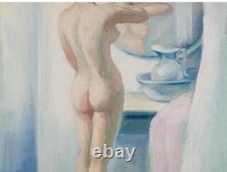 Tableau Ancien Huile Portrait Femme Nu féminin Impressionniste XXème