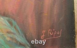 Tableau Ancien Huile Portrait Femme Nu féminin Impressionniste XXème