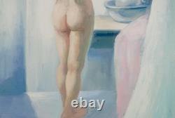 Tableau Ancien Huile Portrait Femme Nu féminin Impressionniste XXème