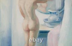 Tableau Ancien Huile Portrait Femme Nu féminin Impressionniste XXème