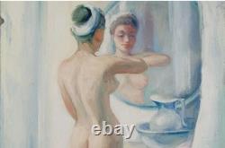 Tableau Ancien Huile Portrait Femme Nu féminin Impressionniste XXème