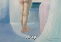 Tableau Ancien Huile Portrait Femme Nu féminin Impressionniste XXème