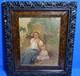 Tableau Ancien Huile Portrait Femme et petite fille Impressionniste XX&egrave;me