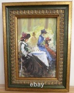 Tableau Ancien Huile Portrait Femmes Impressionniste XXème