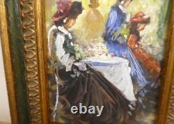 Tableau Ancien Huile Portrait Femmes Impressionniste XXème