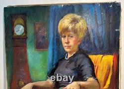 Tableau Ancien Huile Portrait de Femme Impressionnisme XXème
