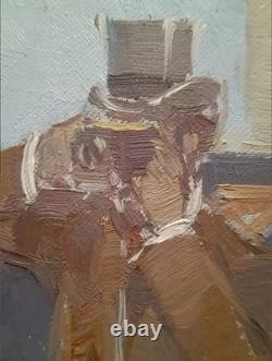 Tableau Ancien Huile Portrait de Femme, scène de rue Impressionniste XXème