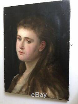 Tableau Ancien Huile Portrait de Jeune Femme Impressionniste Gout FANTIN LATOUR