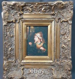 Tableau Ancien Huile Portrait de Jeune Fille XXème