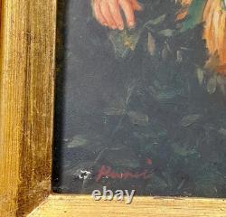 Tableau Ancien Huile Portrait de Jeune Fille XXème
