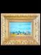 Tableau Ancien Huile Sur Panneau Marine Belle Epoque Signée Balneaire Cadre Doré