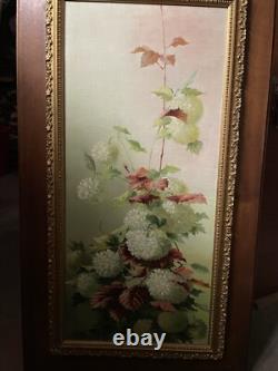 Tableau Ancien Huile Sur Toile C. Houx 1898 Bouquet Nature Morte Boule De Neige