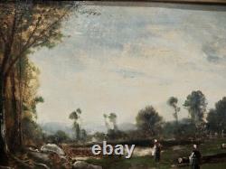 Tableau Ancien Huile Sur Toile École Barbizon 19e Lucien Felix Henry