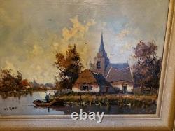 Tableau Ancien Huile Sur Toile Encadrée Représentant Un Paysage