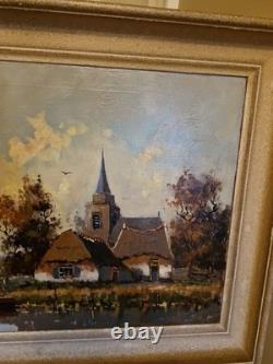 Tableau Ancien Huile Sur Toile Encadrée Représentant Un Paysage