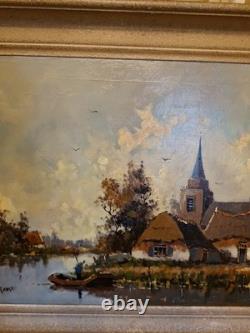 Tableau Ancien Huile Sur Toile Encadrée Représentant Un Paysage