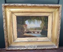 Tableau Ancien Huile Sur Toile Grand Peintre Cadre Doré