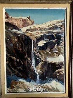 Tableau Ancien Huile Sur Toile Pyrénées Montagne Le Cirque De Gavarnie XXEME