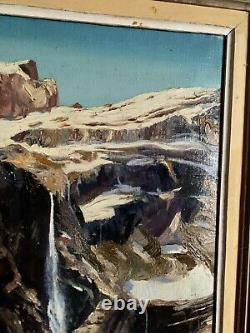 Tableau Ancien Huile Sur Toile Pyrénées Montagne Le Cirque De Gavarnie XXEME