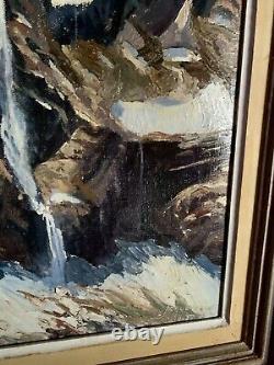 Tableau Ancien Huile Sur Toile Pyrénées Montagne Le Cirque De Gavarnie XXEME