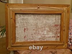 Tableau Ancien, Huile Sur Toile Russe, Paysage De Neige, Signée