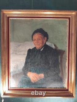 Tableau Ancien Huile Toile Portrait