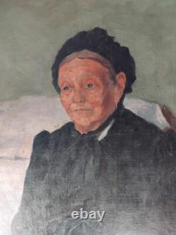 Tableau Ancien Huile Toile Portrait