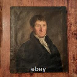 Tableau Ancien Huile Toile Portrait Empire