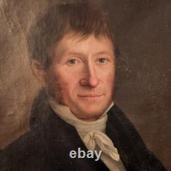 Tableau Ancien Huile Toile Portrait Empire