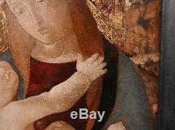 Tableau Ancien Huile Vierge à l'Enfant Renaissance Italienne 1500 Italie Fin XVe