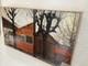 Tableau Ancien Huile /papier 1950 Miserabilisme Japonisme Maisons Paris