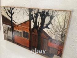Tableau Ancien Huile /papier 1950 Miserabilisme Japonisme Maisons Paris