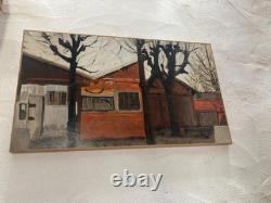 Tableau Ancien Huile /papier 1950 Miserabilisme Japonisme Maisons Paris