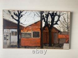 Tableau Ancien Huile /papier 1950 Miserabilisme Japonisme Maisons Paris