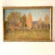 Tableau Ancien Huile s/Carton Ecole Russe Paysage L'été Indien- Signé