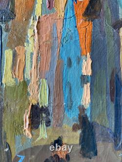 Tableau Ancien Huile sur Toile une Rue de Riquewihr Animée Alsace 1930's Signé