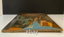 Tableau Ancien Huile sur Toile une Rue de Riquewihr Animée Alsace 1930's Signé