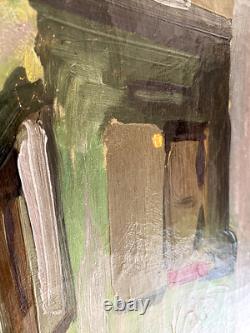 Tableau Ancien Huile sur Toile une Rue de Riquewihr Animée Alsace 1930's Signé