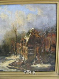 Tableau Ancien Huile sur panneau Paysage Lacustre, XIXe, non signé, Barbizon