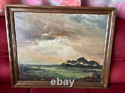 Tableau Ancien Huile sur toile Andrée ALGRAIN (début XXe-s) paysage