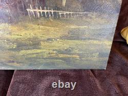 Tableau Ancien Huile sur toile M Schneider (début XXe-s) cabane dans bois